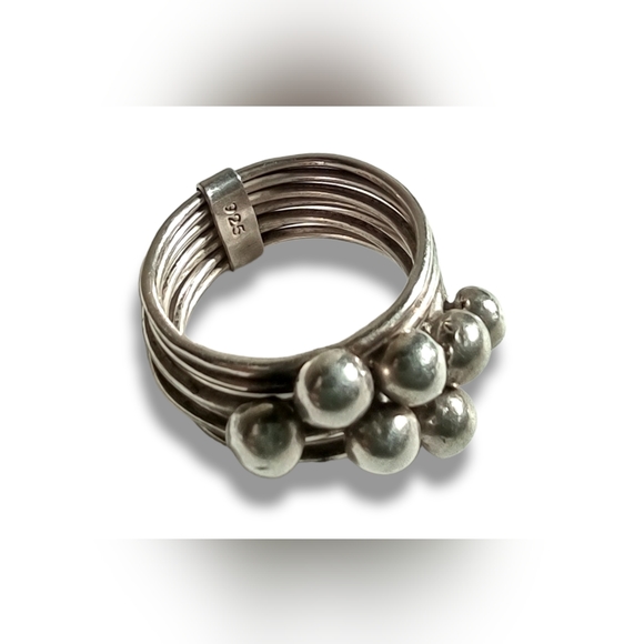 Set of 8 Dot Rings, 925 Silver Stacking Thin Band Ring SIZE 8 - Picture 3 of 4